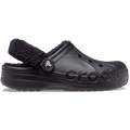 Baya Lined Fuzz-Strap Clog - Black / Black
