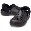 Baya Lined Fuzz-Strap Clog - Black / Black