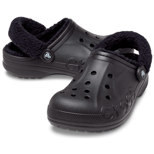 Baya Lined Fuzz-Strap Clog - Black / Black