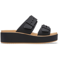 Brooklyn Buckle Low Wedge Matte Wrap Sandal - Black/Cashew