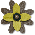 Faux Leathe r Green Flower