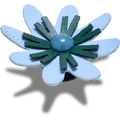 Faux Leathe r Blue Flower